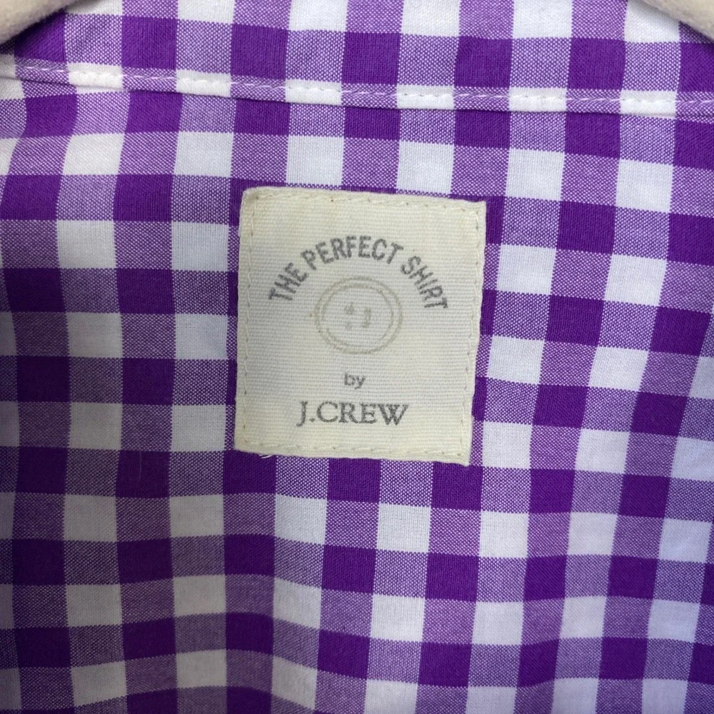 J.Crew The Perfect Shirt Womens Purple Gingham Check Button Down Long Sleeve M - Picture 3 of 11